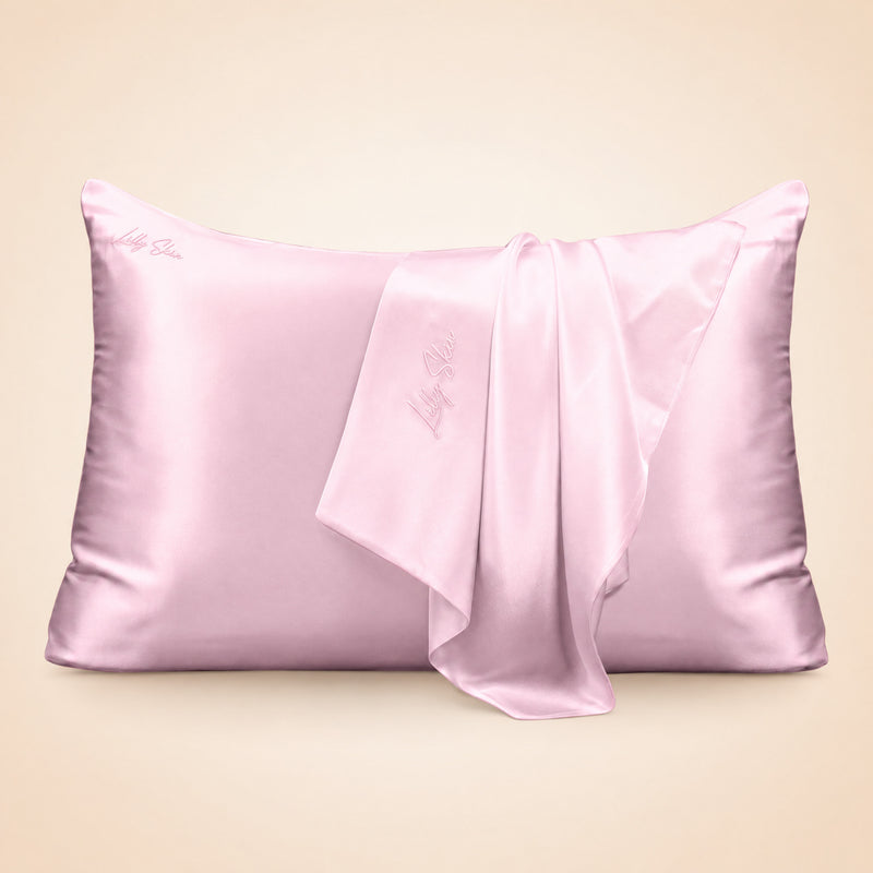 Taie d'oreiller 100 % soie - Rose poudré
