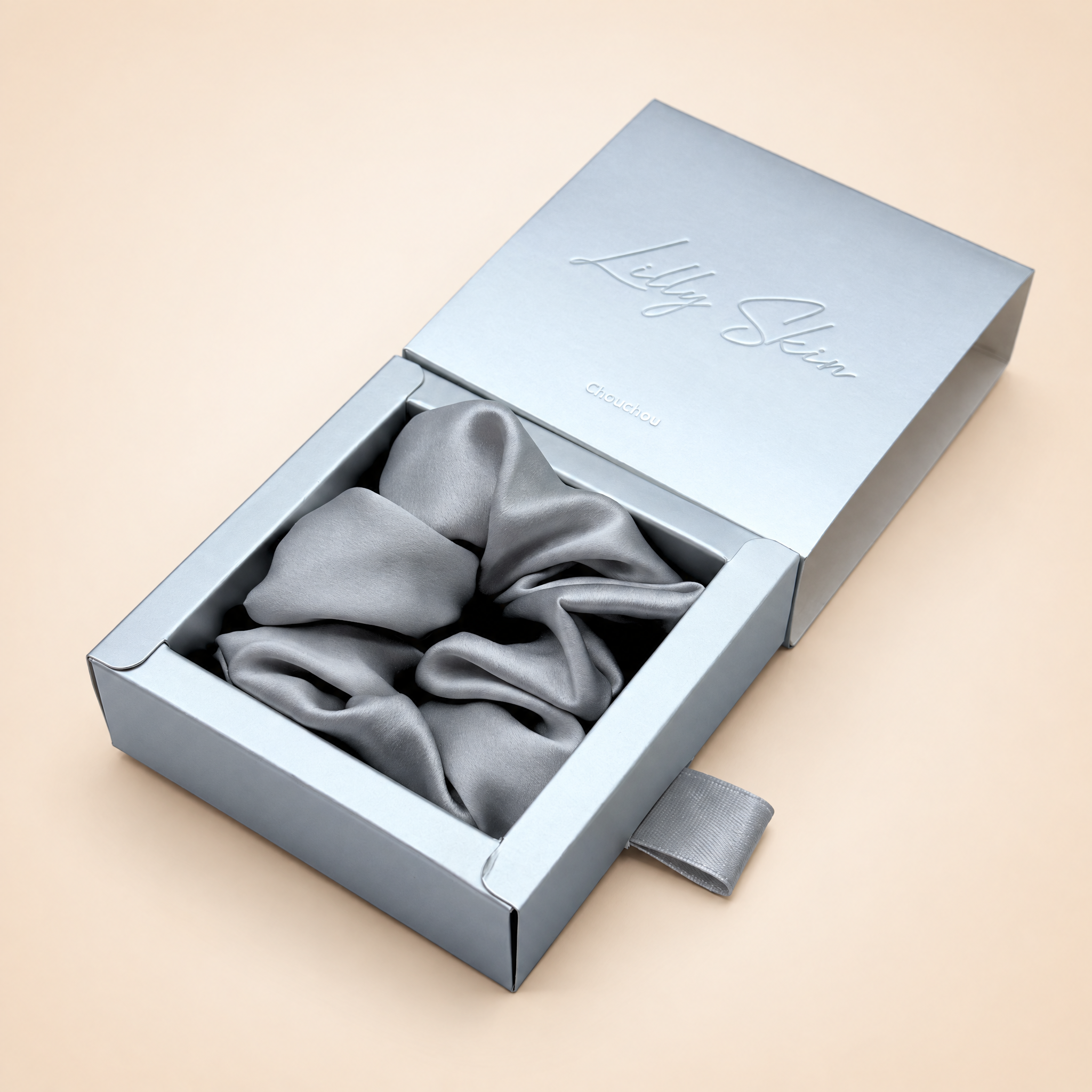 100% Silk Scrunchie - Pearl Grey