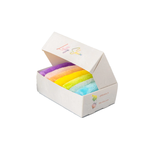 Pads Démaquillants Lavables et Réutilisables Lilly Skin - Lingettes Carrées  Microfibres Nettoyantes et Exfoliantes pour la Peau du Visage - Boîte de 7  Pads en Tissu Simili Coton - Rainbow - XL 